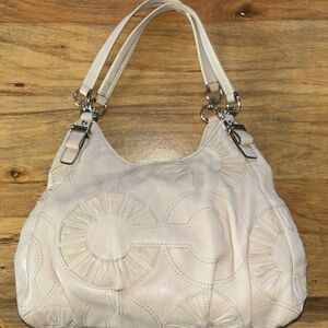 COACH Madison Embellished Leather Op Art Maggie Style 16504 Tote in Putty
